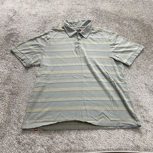 Tony Hawk Polo Shirt Mens Large Light Blue Striped Cotton Collared Rugby Golf